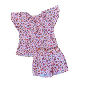 Du Pareil au Meme Girls Shirt and Shorts Set, Pink/Yellow/White, Size 7-8